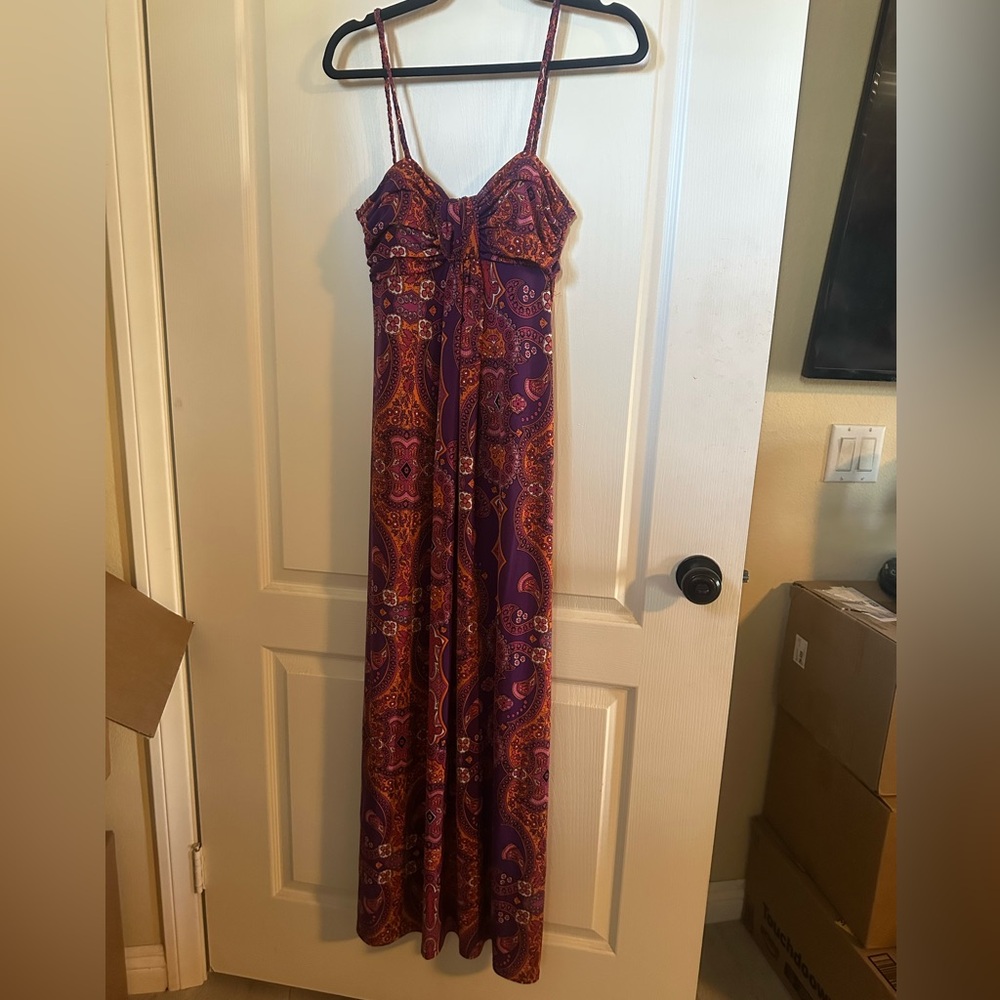 City Triangles Purple and Orange Paisley Maxi Dress